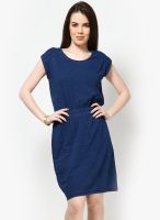 United Colors of Benetton Blue Colored Solid Shift Dress