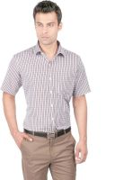 Zido Men's Checkered Formal Brown Shirt