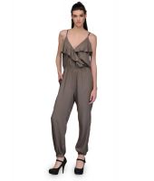 Kiosha Brown Cotton Jumpsuits