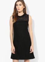 Mayra Black Colored Embroidered Shift Dress