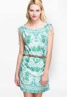 Oxolloxo Green Colored Printed Shift Dress