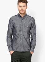 Rigo Charcoal Grey Solid Slim Fit Casual Shirt