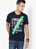 Umbro Navy Blue Printed Round Neck T-Shirts