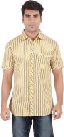 Anytime Men's Striped Casual Yellow, Grey Shirt