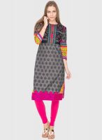 Folklore Black Printed Kurta