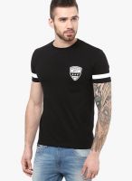 Monteil & Munero Black Solid Round Neck T-Shirts