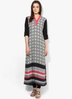 Raindrops Grey Geometric Print Rayon Kurta