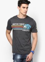 Ringspun Grey Printed Round Neck T-Shirts