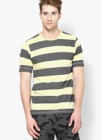 Ringspun Yellow Printed Round Neck T-Shirts