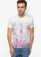 Slub Multicoloured Colored Printed Round Neck T-Shirts
