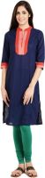 Aana Solid Women's Straight Kurta(Blue)