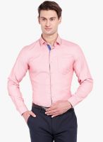 Black Coffee Pink Solid Slim Fit Formal Shirt