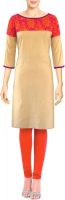 D'Ethno Festive, Casual, Party Printed Women's Kurti(Beige)