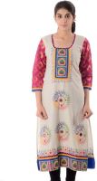 Disha Printed Women's Straight Kurta(White, Red, Blue)