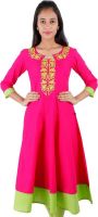 Estyle Printed Women's Anarkali Kurta(Pink)