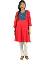 Maandna Solid Women's A-line Kurta(Red)