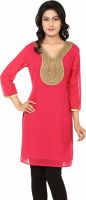 Anekaant Wedding, Festive, Party Solid Women's Kurti(Pink)