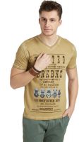 Breakbounce Printed Men's V-neck Brown T-Shirt