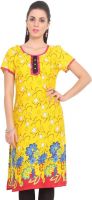 DeDe'S Casual Floral Print Women's Kurti(Yellow)