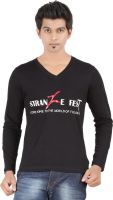 Fleximaa Printed Men's V-neck Black T-Shirt