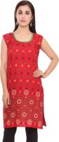 Kurti Studio Formal Floral Print Women's Kurti(Red)