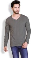 LUCfashion Solid Men's V-neck Green T-Shirt