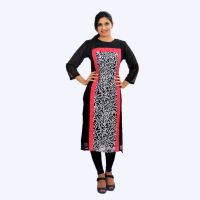 Limerence Casual Printed Women's Kurti(Black)