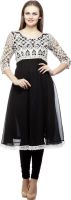 PrettyPataka Party Self Design Women's Kurti(Black)