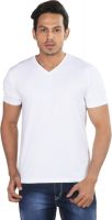 Provogue Solid Men's V-neck White T-Shirt
