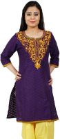 Tarama Formal Embroidered Women's Kurti(Purple)