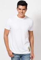 Basics White Solid Round Neck T-Shirts