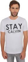 Calvin Klein Printed Men's Round Neck White T-Shirt