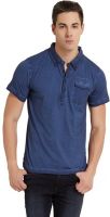 Elaborado Solid Men's Polo Neck Blue, Dark Blue T-Shirt