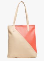 Faballey Beige/Pink Polyurethane (Pu) Handbag