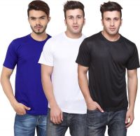 Funky Guys Solid Men's Round Neck Multicolor T-Shirt(Pack of 3)