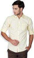 GHPC Men's Solid Casual Yellow Shirt