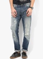 Jack & Jones Blue Mid Rise Regular Fit Jeans (Mike)