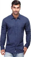 London Bee Men's Printed Casual Dark Blue Shirt