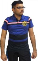 London Eye Striped Men's Polo Neck Blue, Black T-Shirt