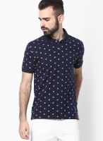 Status Quo Navy Blue Printed Polo T-Shirts