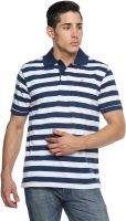 Tempt Striped Men's Polo Neck Black T-Shirt