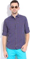 The Indian Garage Co. Men's Checkered Casual Blue Shirt