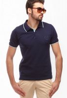 Urban Nomad Navy Blue Solid Polo T-Shirts