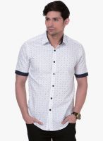 Alley Men White Printed Slim Fit Casual Shirt