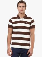 American Crew Brown Striped Polo T-Shirt