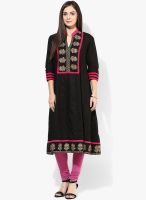 Aum Black Embroidered Anarkali