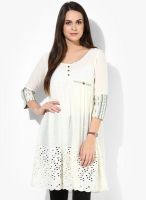 Bohemyan Blue White Solid Kurtis