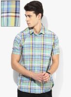 Giordano Green Checked Slim Fit Casual Shirt