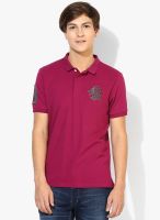 Giordano Purple Solid Polo T-Shirt