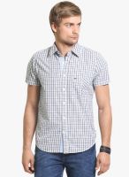HW Blue Checked Slim Fit Casual Shirt